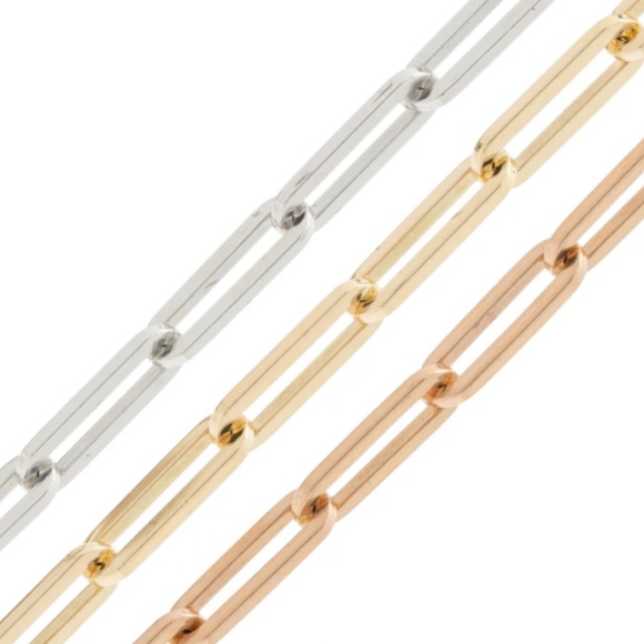 Stephanie Windsor 14k Rose Gold Solid Paperclip Chain Necklace $2,770 NWT 18" - Picture 3 of 4